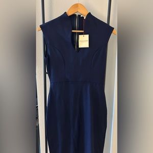 Cropped Sleeve Dress - Navy